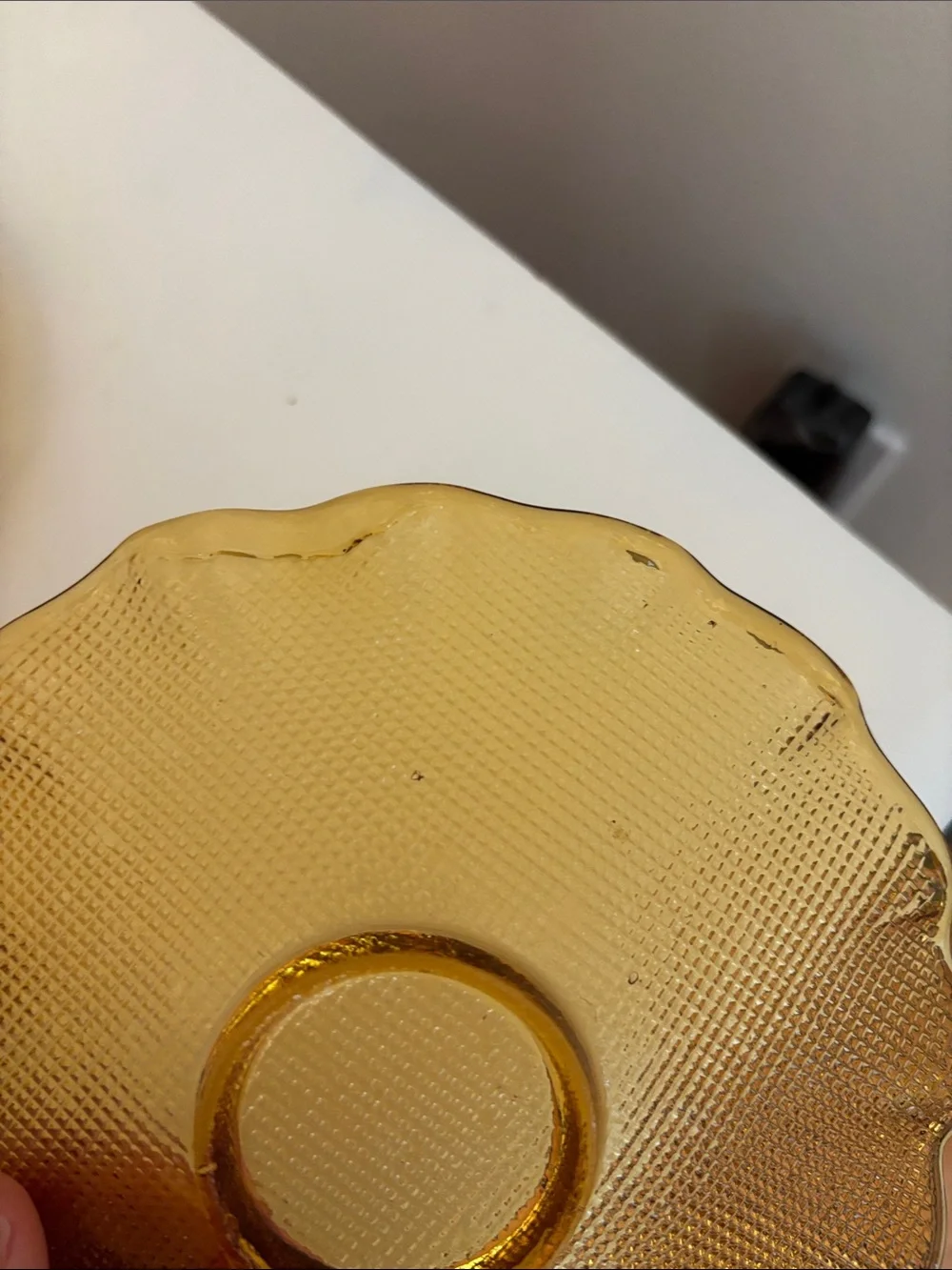 Vintage Colony Amber Waffle Ruffled Glass Dessert Bowl & Plate Sets | Set of 2